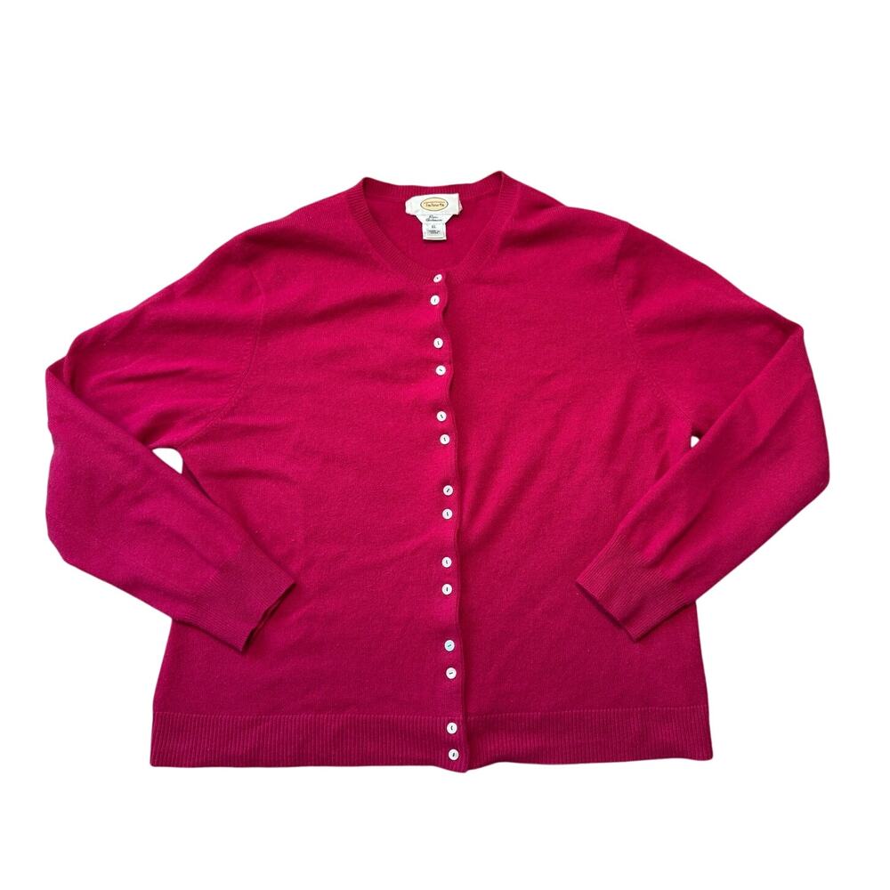 TALBOTS Women's Cardigan Sweater, Size XL, 100% CASHMERE, Hot Pink